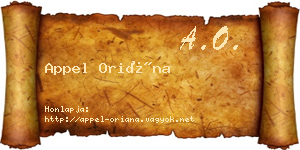 Appel Oriána névjegykártya